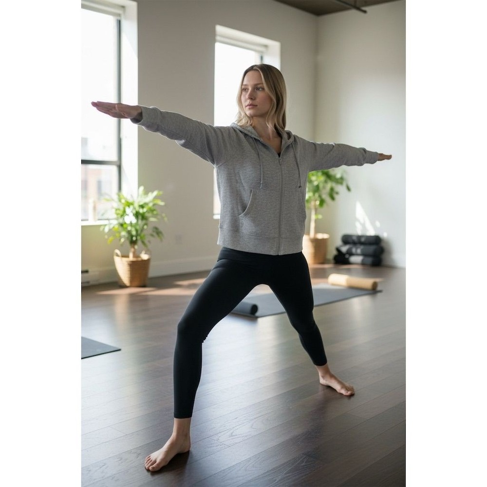 Yogalicious Women's Gray Zip Scuba Amy Jacket Casual Long Sleeve athleisure soft